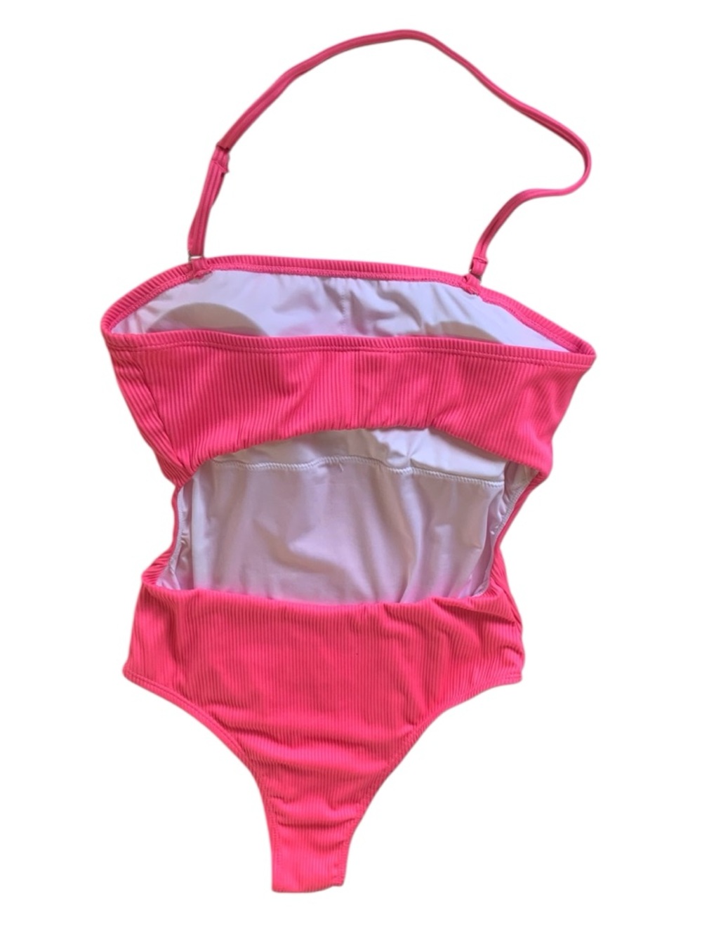 Bright Pink Ribbed One-Piece Swimsuit - Picture 5 of 7